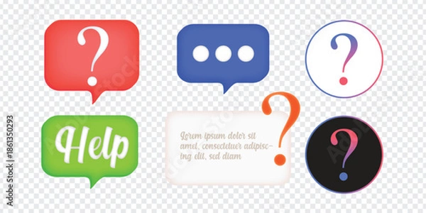 Fototapeta Colorful question and help bubbles