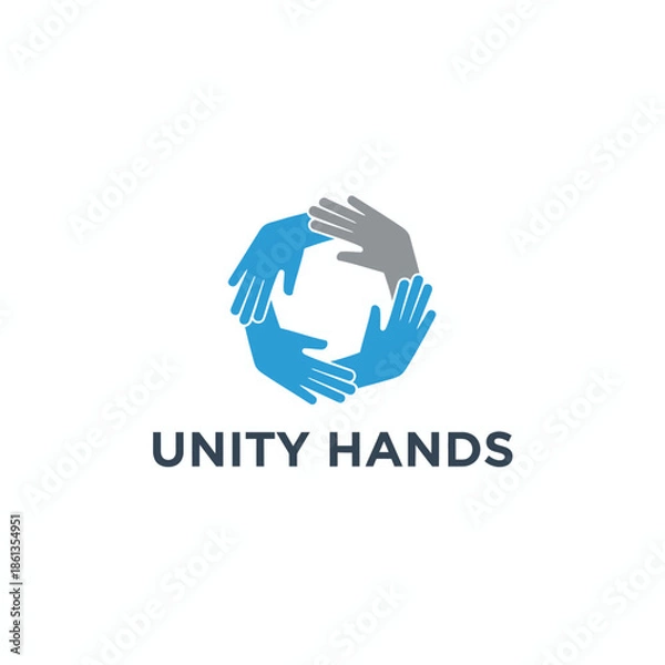 Obraz Modern Circular Unity and Cooperation Hands Logo