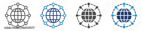 Fototapeta global connection icon sheet multiple style