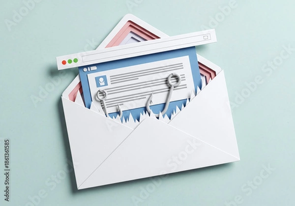 Obraz 3D Rendering of Phishing Email Security Scam Concept