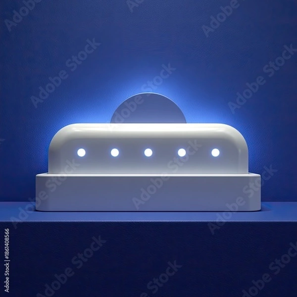 Obraz White object with blue lights, on blue