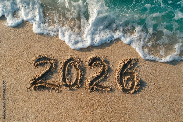 Obraz 2026 Sand Text on Sandy Beach