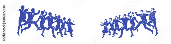 Obraz Dynamic Corporate Team in Motion Silhouettes