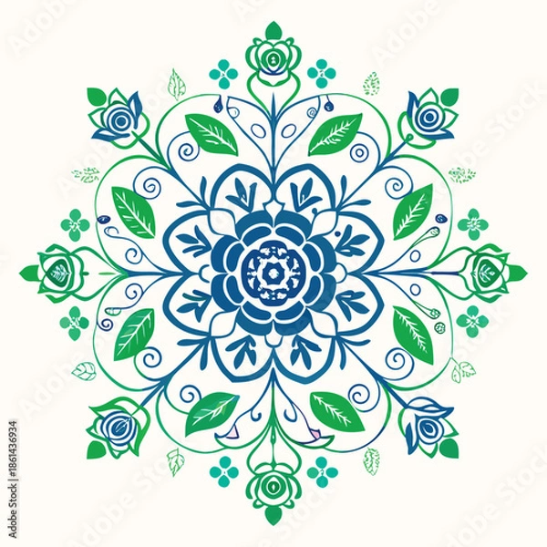 Obraz Abstract floral vector pattern with ornamental design and vintage elements