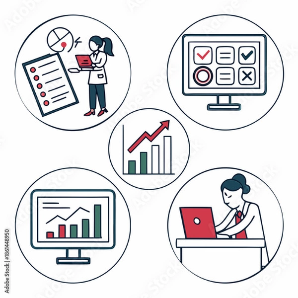 Obraz Data Analysis and Spreadsheet Report Vector Icon Set