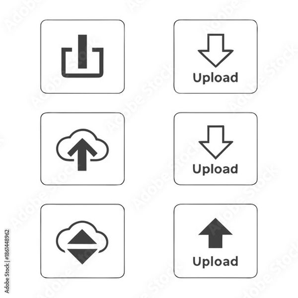Obraz Data Transfer Upload and Download Flat Vector Icon Set