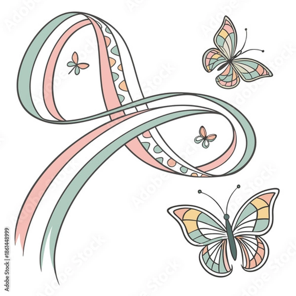 Obraz Creative Abstract Ribbon and Smooth Flowing Shapes Vector