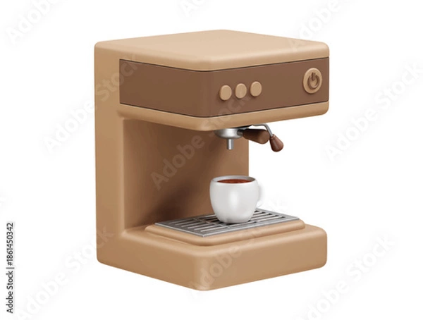 Obraz Coffee Machine with coffee cup icon 3d render illustration 