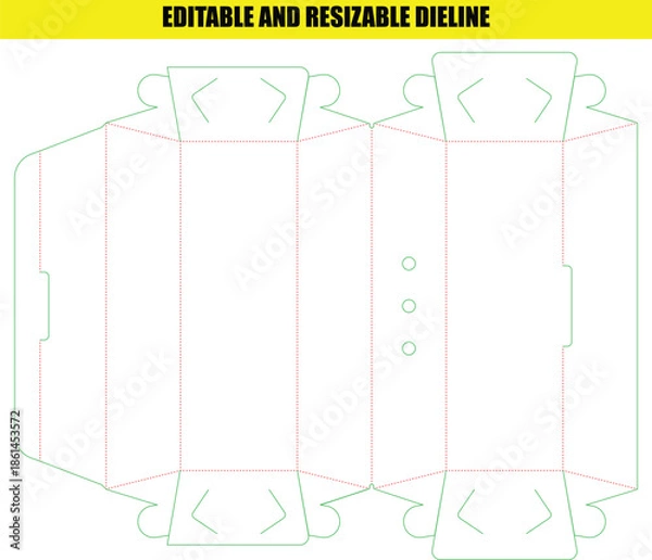 Obraz Editable Resizable Dieline Template for Custom Folding Packaging Box