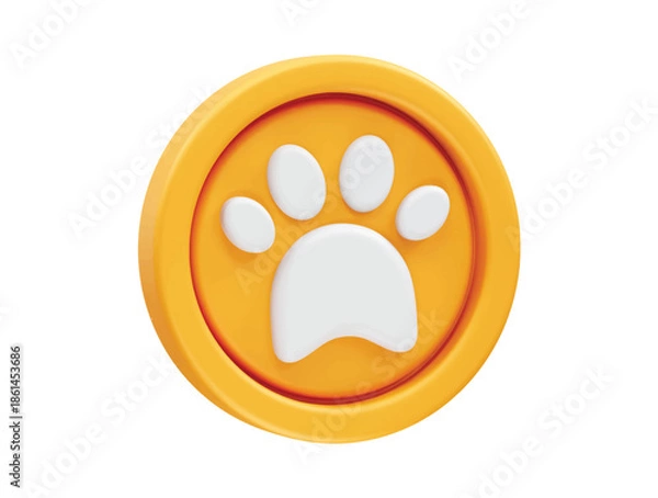 Obraz Dog paw icon 3d render illustration 