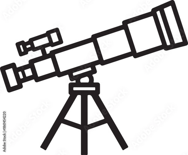Obraz Detailed illustration of a large telescope on a tripod stand for astronomy and stargazing