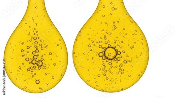 Obraz Two yellow droplets with bubbles