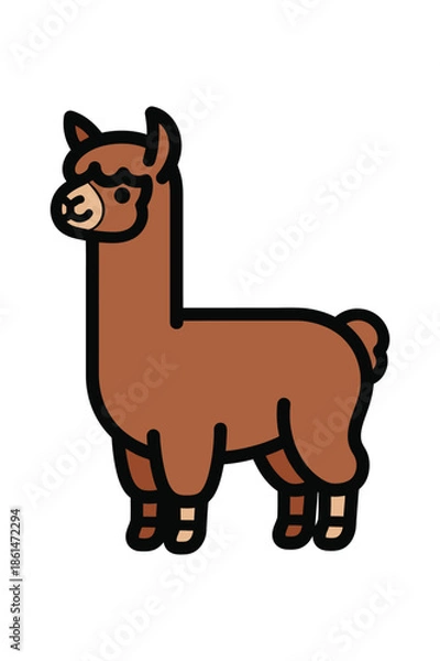 Obraz  Cute brown alpaca vector illustration