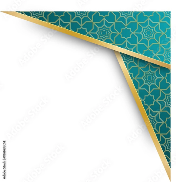 Obraz Elegant Gold and Teal Geometric Corner Design with Abstract Pattern Background