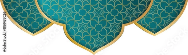 Obraz Elegant Teal & Gold Islamic Geometric Pattern Banner Design Element