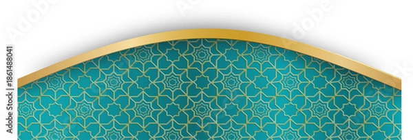 Obraz Elegant Teal & Gold Islamic Geometric Pattern Arch Border Design