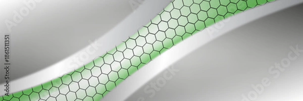 Obraz Hexagonal cyberspace green background. Hexagon grid tech pattern.