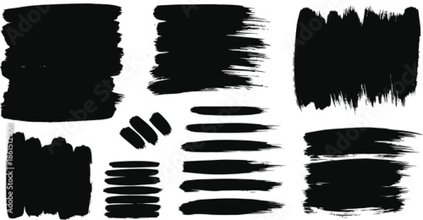 Obraz Abstract black brushstroke elements is arranged on a white background. Vector