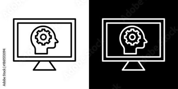 Obraz Cognitive computing icon representing intelligent systems, human-like reasoning, artificial intelligence, learning, and data analysis.