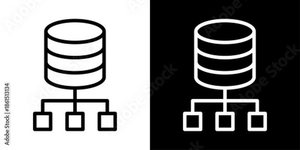 Obraz Data center icon representing server infrastructure, cloud services, data storage, network management, and enterprise computing.
