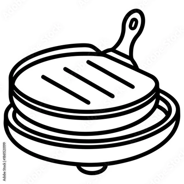 Fototapeta Flat Griddle Cooking Pan Vector