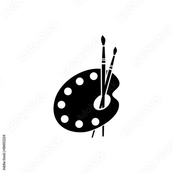 Fototapeta Plastic palette for artists.Palette and paintbrush vector icon