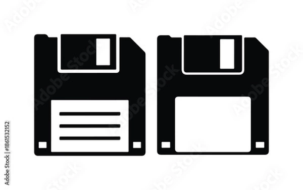 Obraz Save Icon Floppy Silhouette Minimal Flat Vector