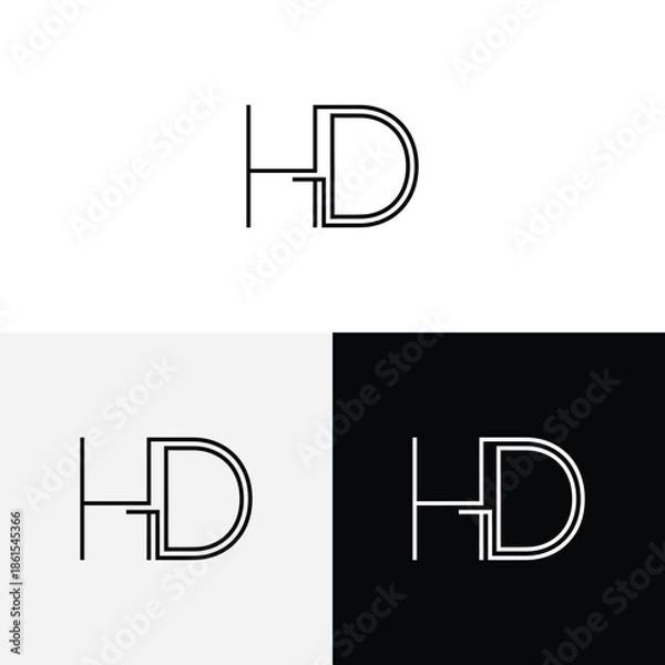 Fototapeta h d initial monogram vector icon illustration