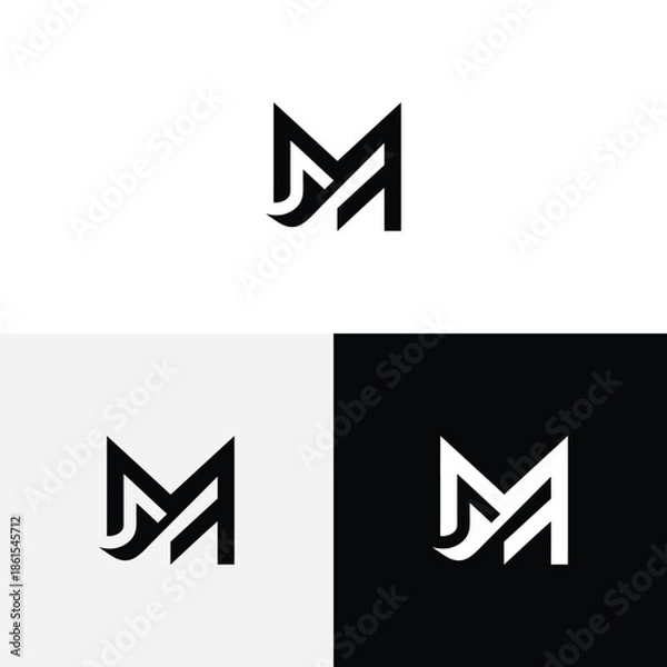 Fototapeta m initial monogram vector icon illustration