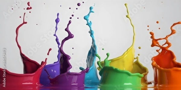 Obraz Vibrant rainbow paint splashes in mid-air