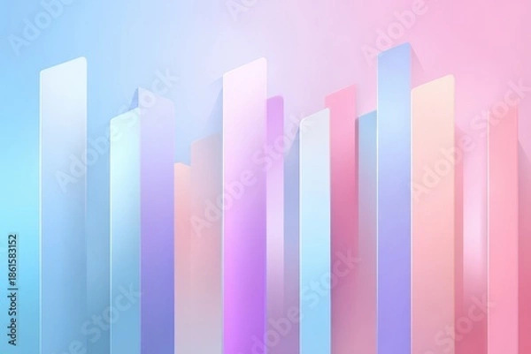 Obraz Pastel Gradient 3D Rectangles Against Soft Background in Abstract Arrangement