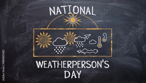 Fototapeta National weatherperson day chalkboard weather forecast graphic