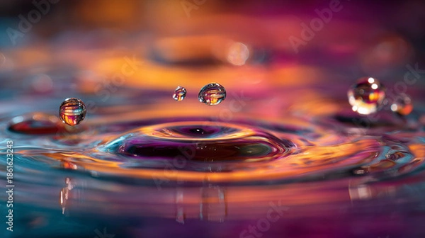 Obraz 幻想的な水滴、波紋のイメージ