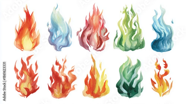 Obraz 火の水彩イラスト素材集