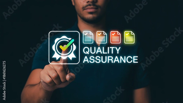 Obraz Quality Assurance Concept With Digital Certification And Performance Control