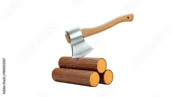 Obraz Ax and Stack of Logs