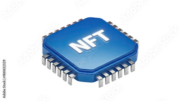 Obraz Blue Microchip with NFT Logo
