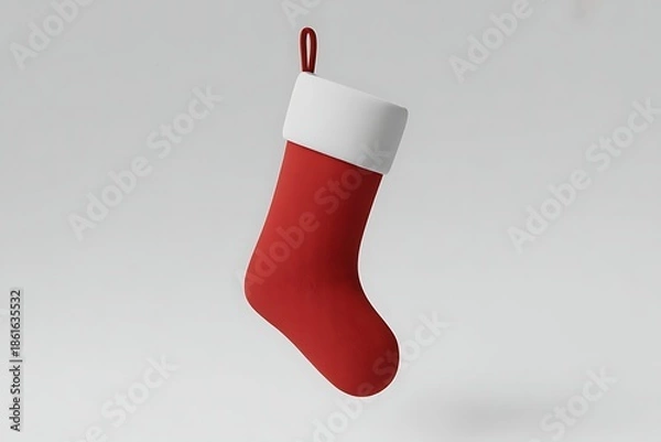 Obraz Single Christmas Stocking Isolated on Neutral Background