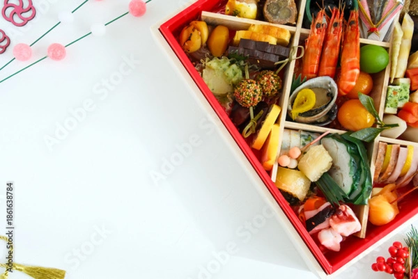 Obraz おせち料理のイメージ素材（白背景）