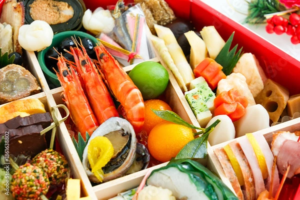 Obraz おせち料理のイメージ素材（白背景）