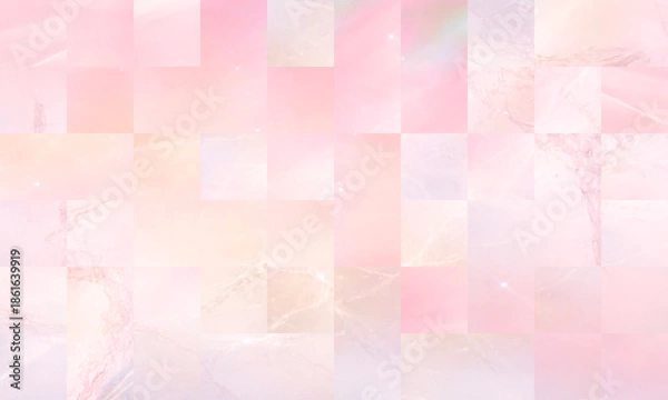 Obraz パステルピンクのモザイクタイル調マーブル背景