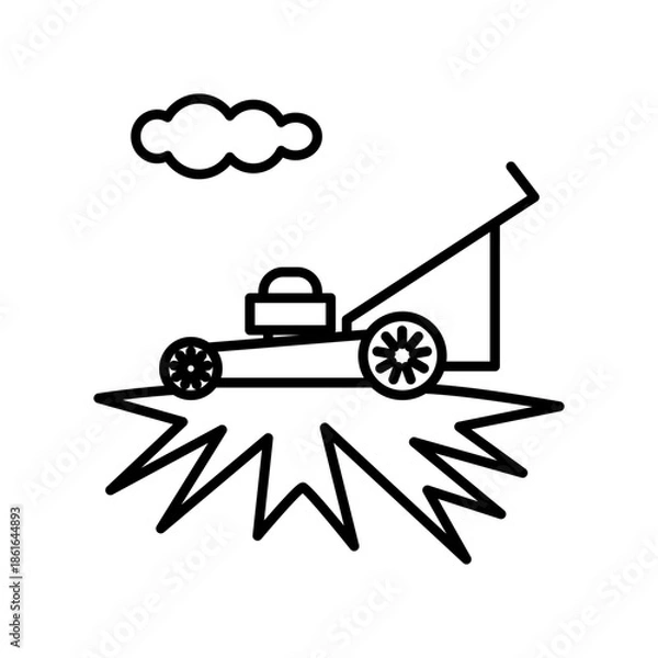 Obraz Grass cutter icon design template