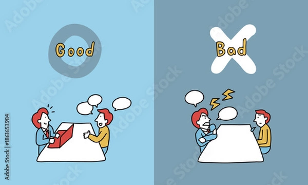 Obraz 1on1ミーティングの良い例と悪い例のイラスト