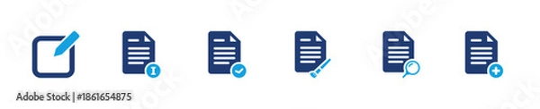 Obraz Document edit icon set. File update modify revision management. Solid icon collection