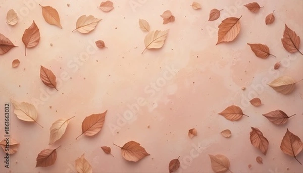 Obraz Minimalist Beige Background with Fallen Leaves
