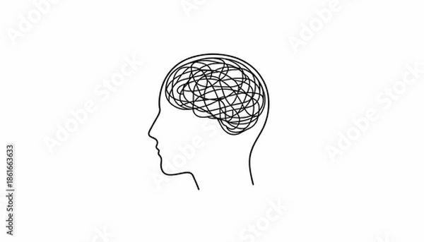 Obraz Mindful person with tangled thoughts in head