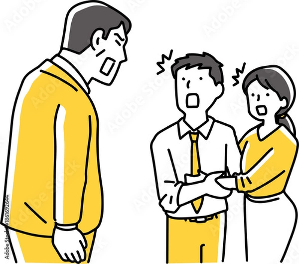 Fototapeta いちゃつく男女を叱る年上男性