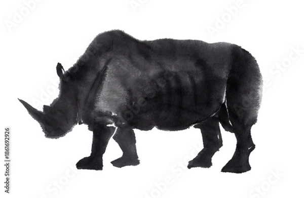 Obraz 水墨技法で描いた犀