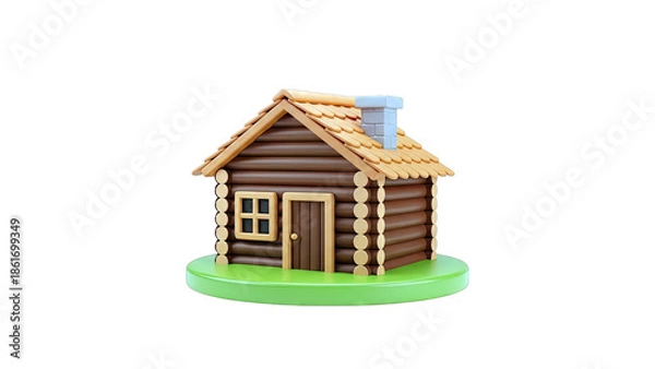 Obraz 3D Cartoon Log Cabin Illustration