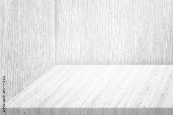 Obraz White Wood Table Texture with Background.